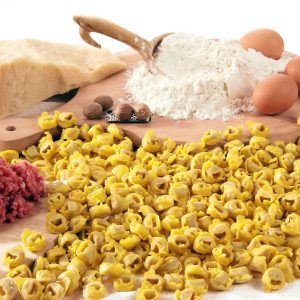 traditional tortellini with ingredients for the recipe